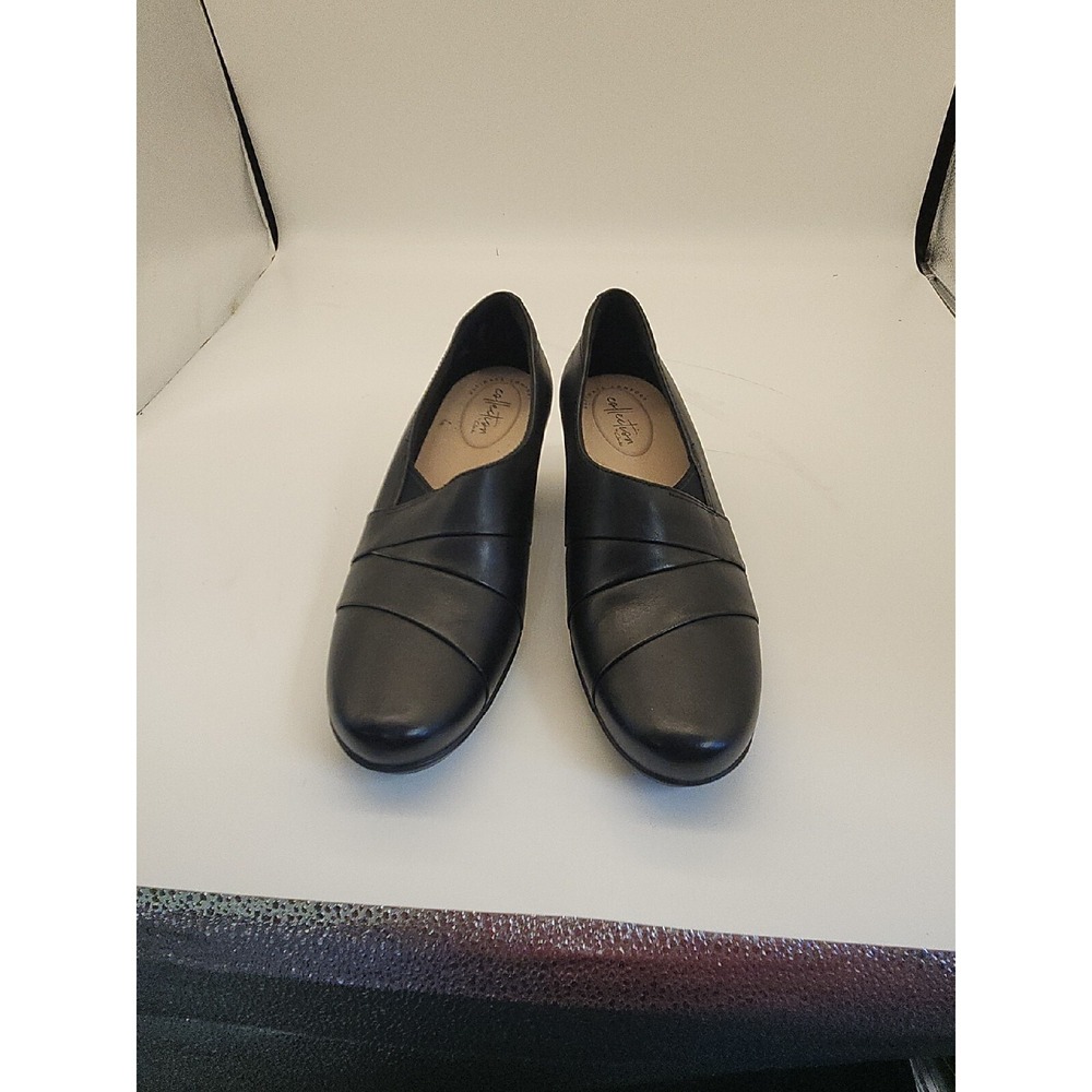 Clarks Women's EMSLIE WARBLER Pumps Leather‎ Shoes Black 9.5 EUC